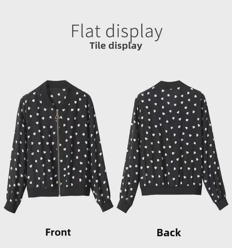 Женская бейсбольная куртка из шифона в горошек с длинным рукавом и застежкой-молнией, европейский и американский стиль, весна, лето, осень