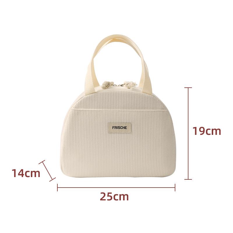 New Style, Corduroy, Semi-circular Meal Bag, Portable Bento Bag, Lunch Box Bag, Student Office Worker, Lunch Bag, Handbag