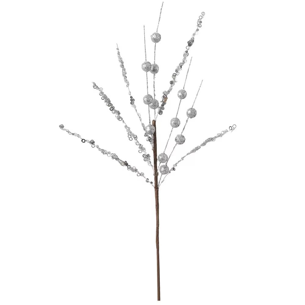 Glitter Coated Christmas Tree Picks Gold Red Pink Floral Branches Holiday Party