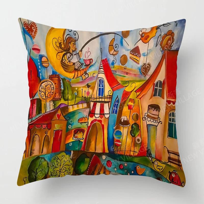 Чехлы для подушек для украшения гостиной дома Чехол для подушки в стиле винтажной масляной живописи 45*45 наволочка 40x40см 50x50 45x45