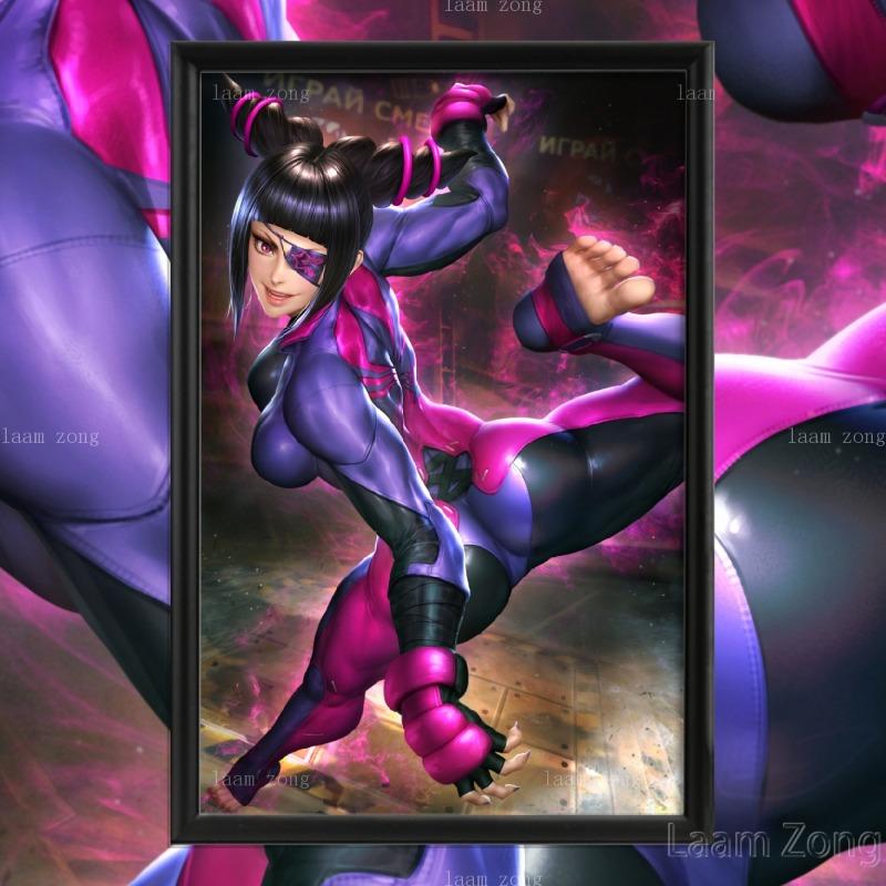 Cammy SF Juri Han мультфильм аниме игра сексуальная обнаженная девушка арт-плакат настенный шелк индивидуальный декор для дома для гостиной картина украшение