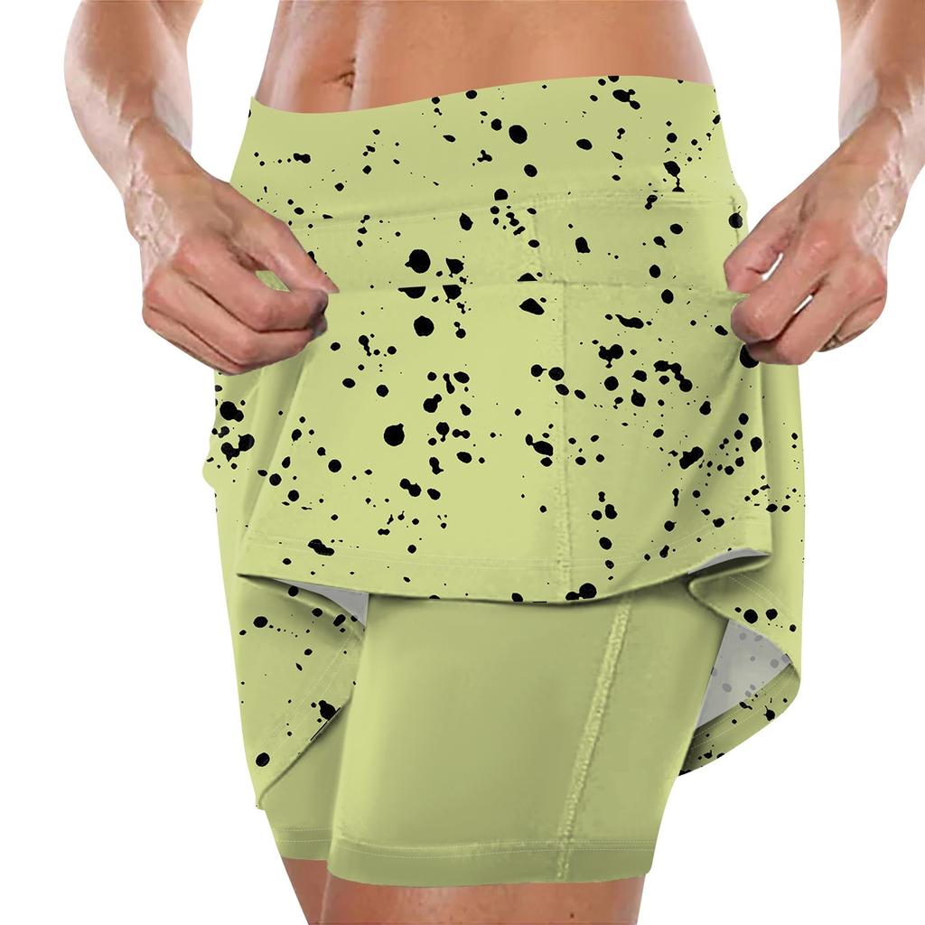 Женская юбка, эластичные брюки-кюлоты для йоги для женщин, спортивные шорты с принтом, легкие узкие однотонные бегуны с высокой талией