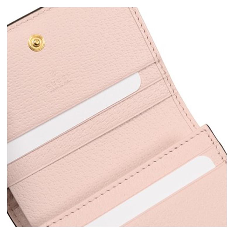 Gucci Ophidia Gold Tone Accessories Classic GG Pattern Print Canvas and Leather Wallet Women's Beige/Pink