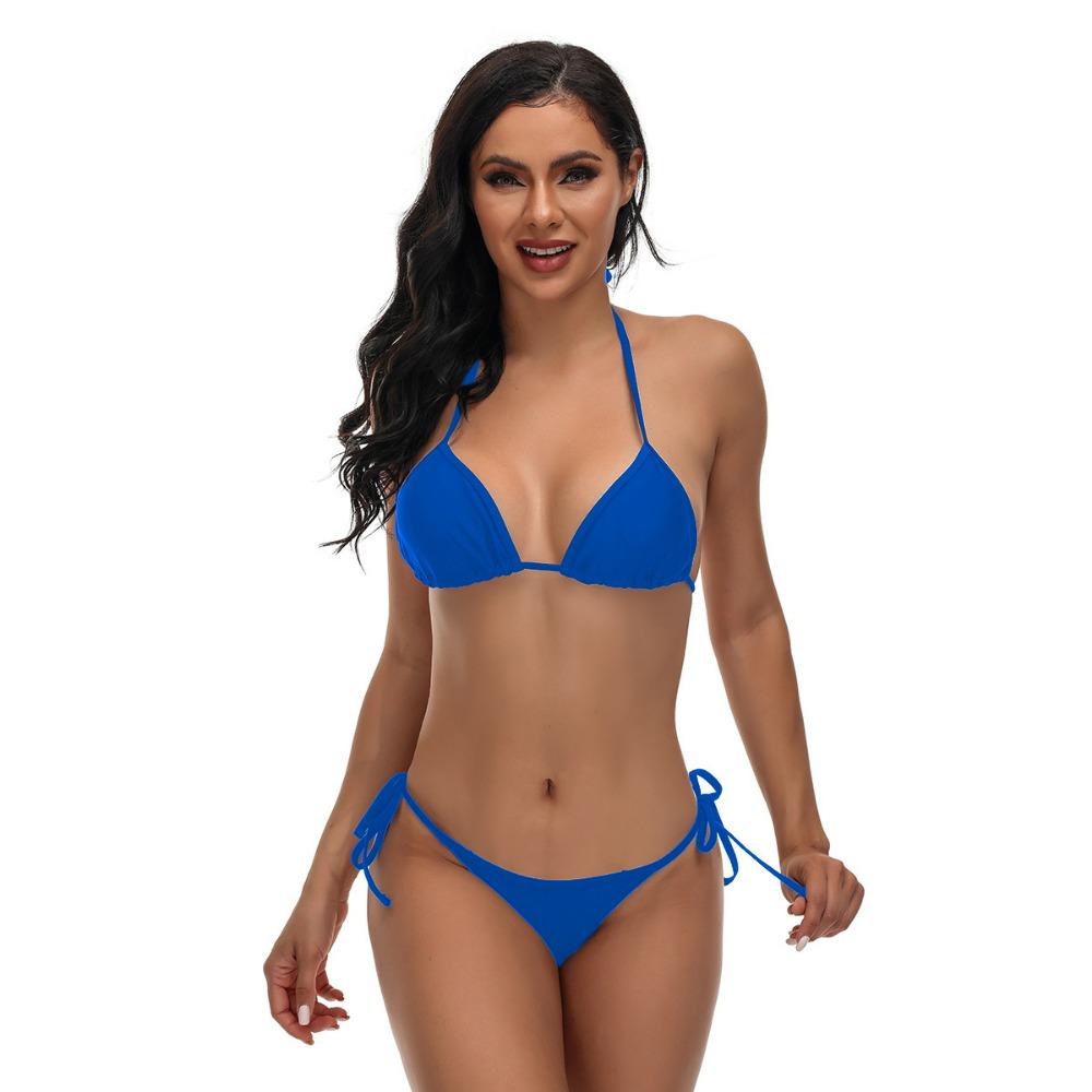 Европейский и американский сексуальный раздельный бикини с бретельками и треугольным вырезом