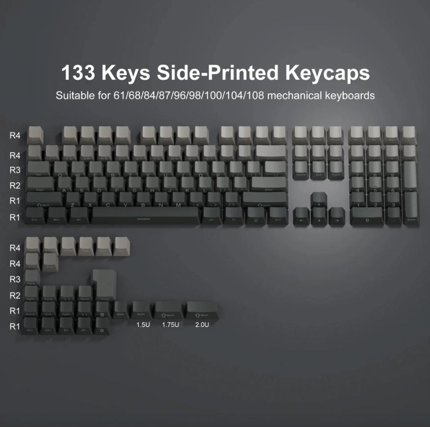 Xiaomi 2026 Keycap for 60/64/84/98/108 Gaming Mechanical Keyboard MX Switch 135 Keys OEM PBT Side Engraved Red and Black Gradient Color