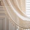 Tassels Cotton Curtain Beige Hollow Curtain Romantic Crochet Curtain  Drapes