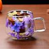 200ml Double Wall Glass Cup Clear Dried Flowers Glass Tea Cup Double Wall Glass Dried Flowers Tea Cup Heat Resistant Tea Cups