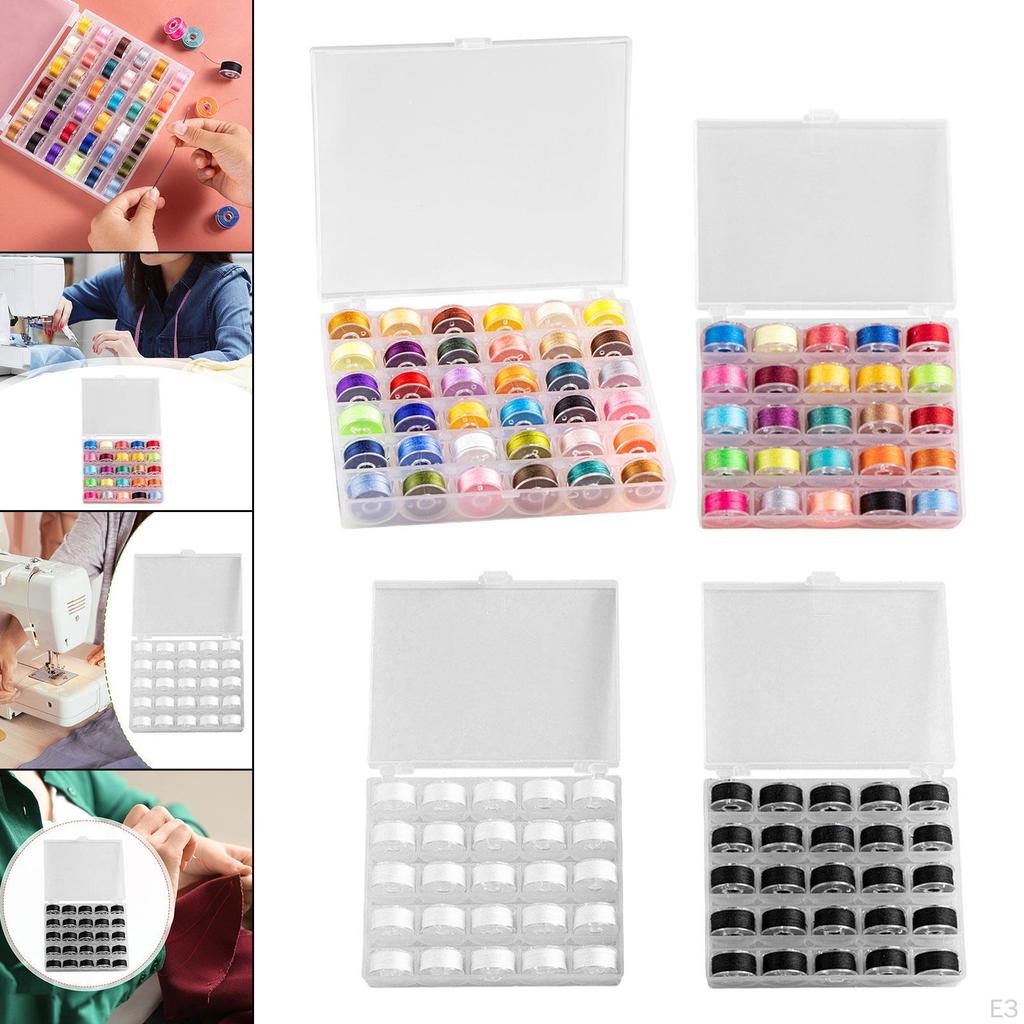 36 Pieces Prewound Bobbin Thread Collection Sewing Machine Bobbins Polyester Spools Storage
