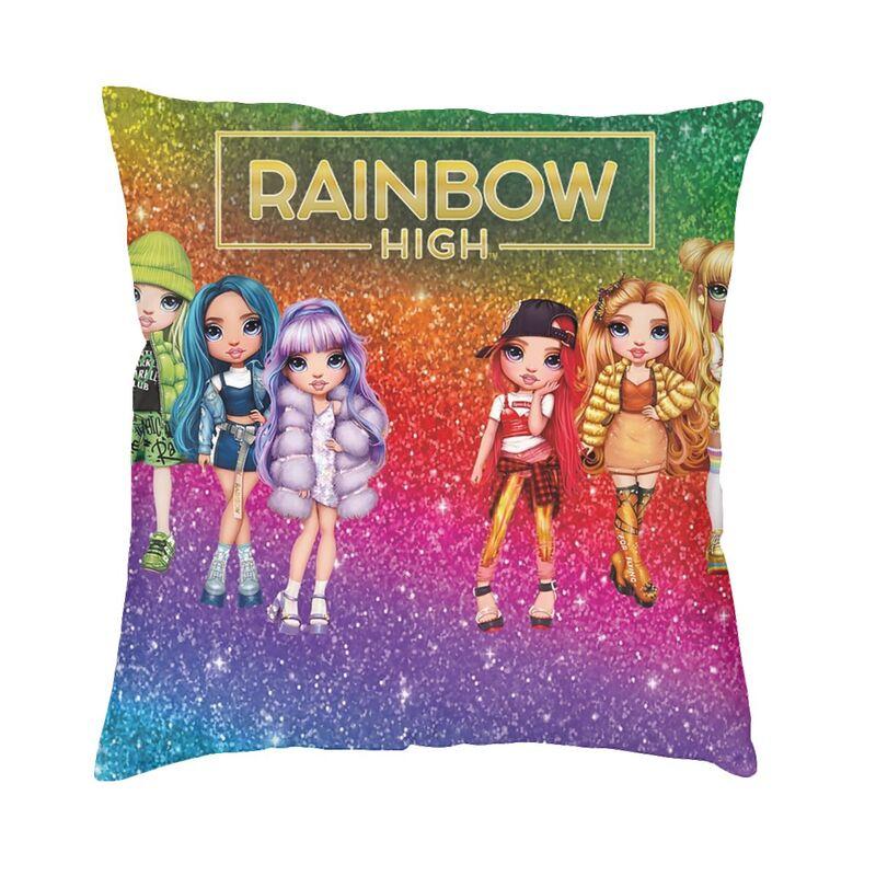 Rainbow High Dolls Characters Cushion Cover Soft Velvet Luxury Pillow Case Decoration Salon