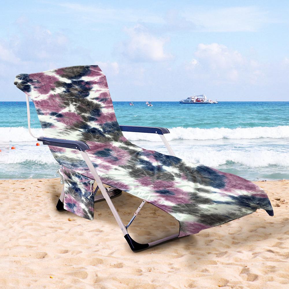 Чехол для пляжного шезлонга Tie-Dye, Микрофибровый чехол для шезлонга у бассейна, Быстросохнущее пляжное полотенце для плавания, Утолщенный коврик для шезлонга у моря