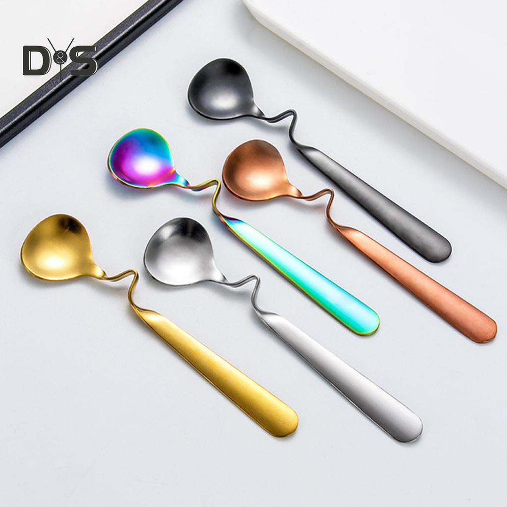 SW Ложка для перемешивания кофе из нержавеющей стали круглой формы, подвесная ложка для чая, молока, десерта