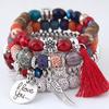 LUXY MOON Exquisite Opal Wings Love Beaded Bracelet Multi-circle Tassel Bracelet Retro Ethnic Style