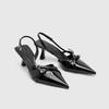 Summer New Style Pointed-toe Kitten Heel Sandals Women's British Style High Heel One-piece Strap High Shoes