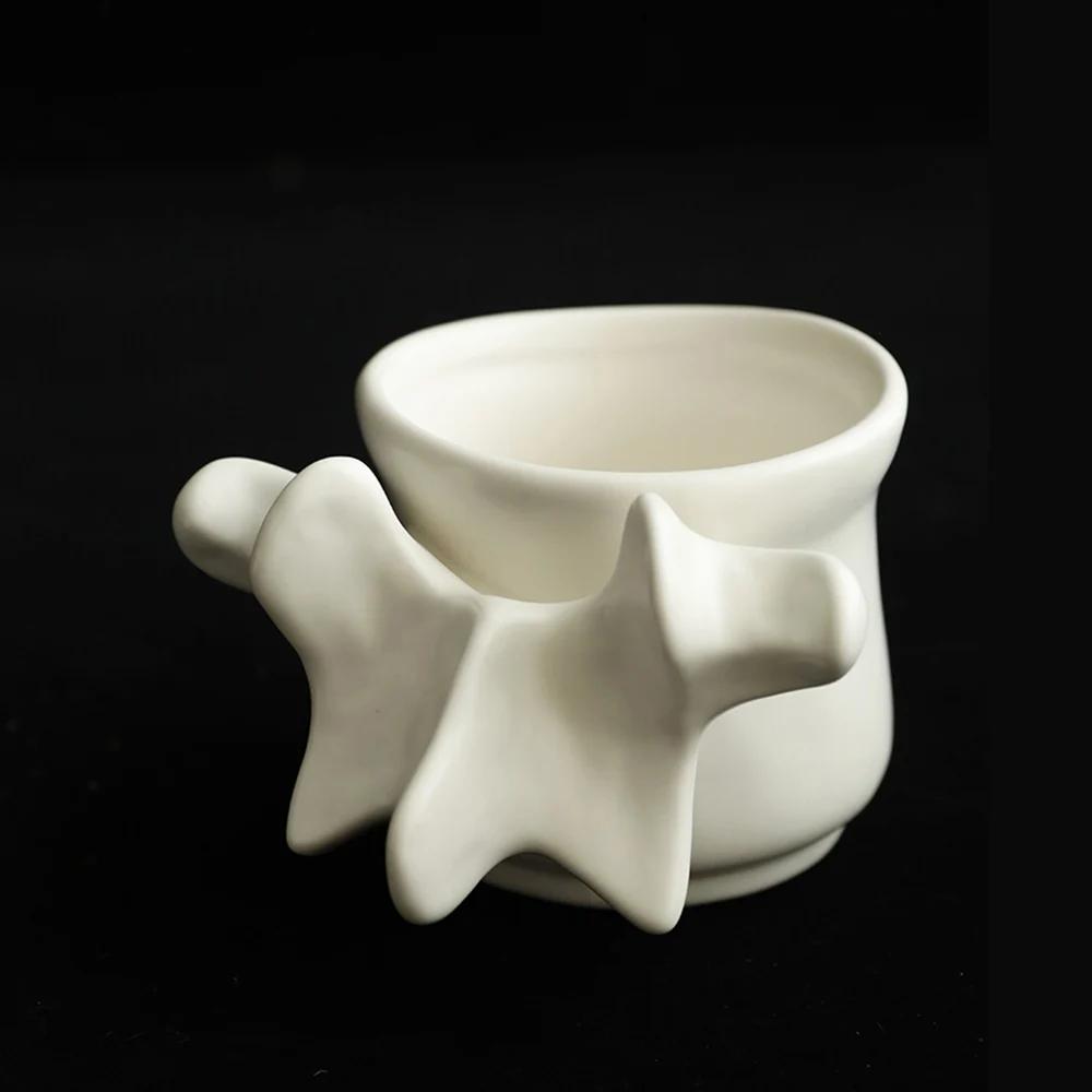 Простая керамическая кружка-скелет с позвоночником, кофейная чашка с держателем для ручек, милые настольные декоративные украшения, креативный подарок для друзей