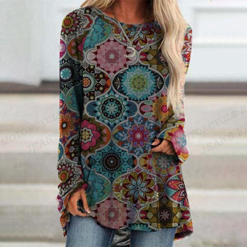 2023 женская футболка с абстрактным рисунком, футболка с принтом, женские модные футболки, топы с круглым вырезом и длинными рукавами, футболки с рисунком, женская футболка