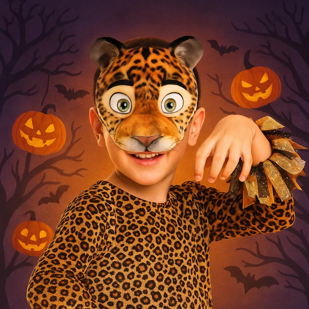 EVA Animal Mask Leopard Tiger Plush Mask Cute Halloween Mask  Costume Props