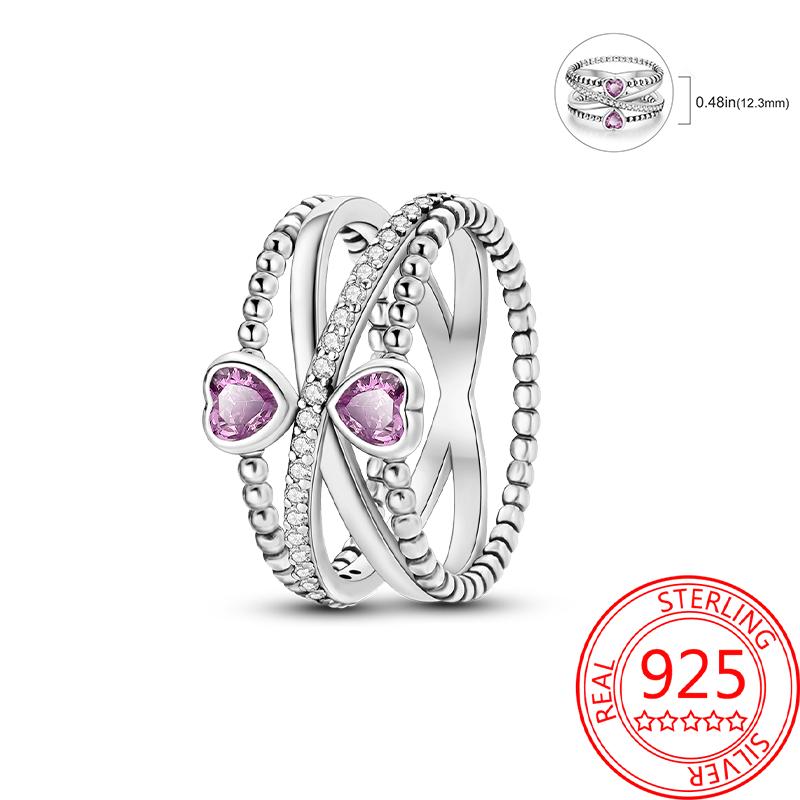 925 Silver Beautiful Stars and Moon Shining Sun Geometry Infinite Combination Ring Boutique Matching Gifts