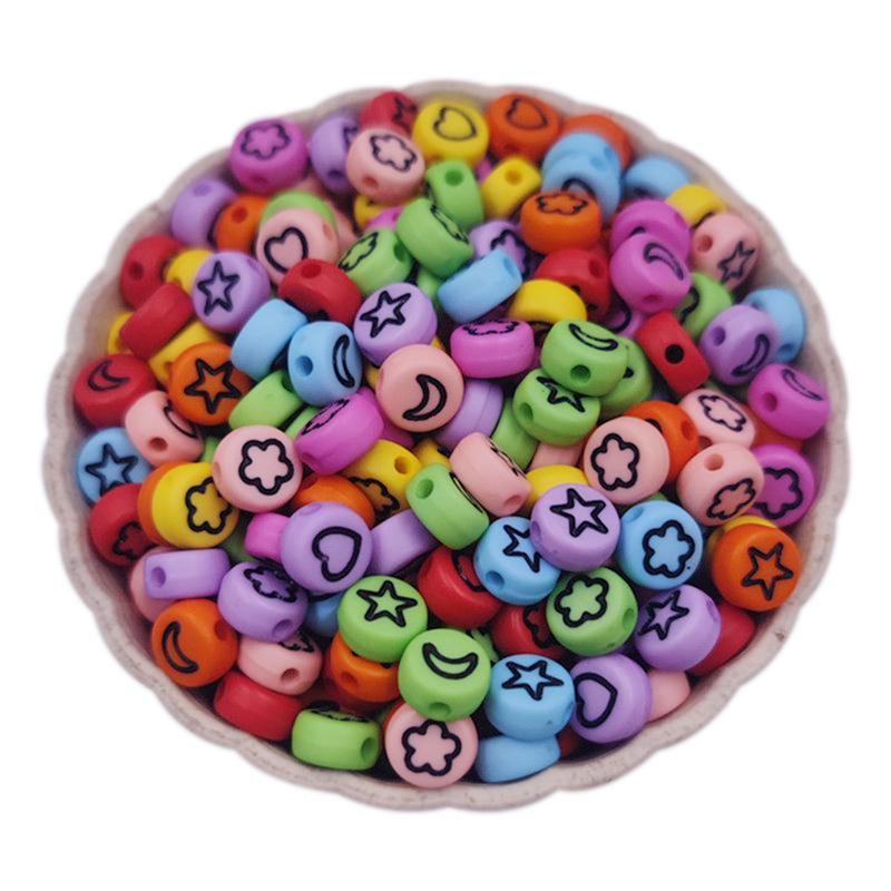 100 шт. карамельный цвет DIY акриловые круглые бусины милые улыбающиеся бусины с отверстием для изготовления ювелирных изделий