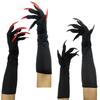 Halloween Long Vampire Claw Gloves With Fake Nails For Cosplay Costume Party