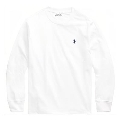 Polo футболка Ss23 однотонный круглый вырез повседневный пуловер с длинным рукавом женские топы белый 323618711-001