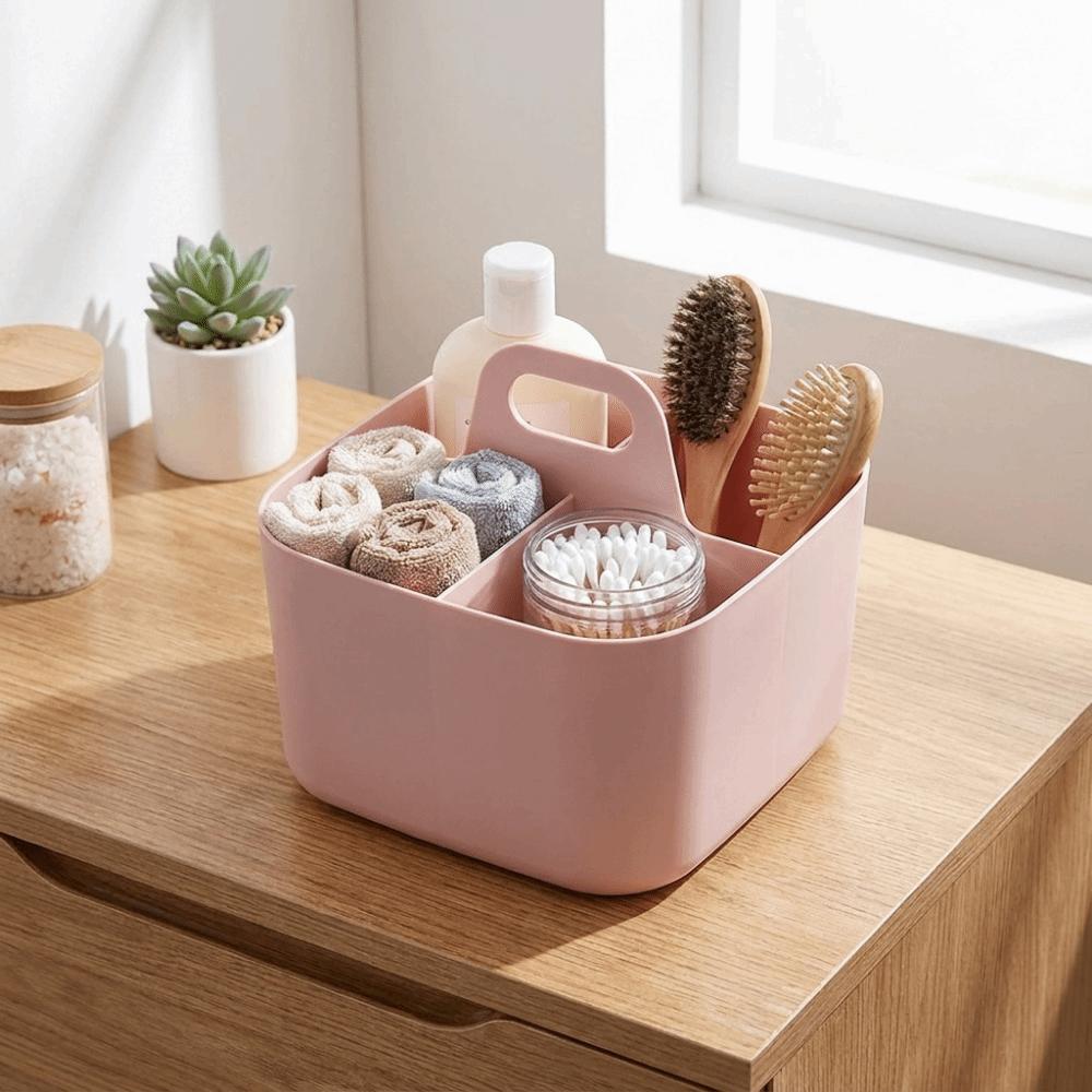 Plastic Cosmetic Organiser Multi-compartment Portable Storage Box Desk Storage Basket Office