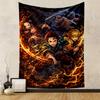"Anime Action Heroes with Swords Patterned Tapestry for Bedroom and Living Room Home Decor"