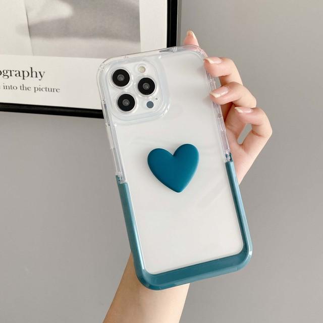 6 цветов Ins Love 3d Heart Cute Stand Holder Чехол для телефона с мультяшной парой для Iphone 13 Pro Max 11 12 Promax Противоударная задняя крышка