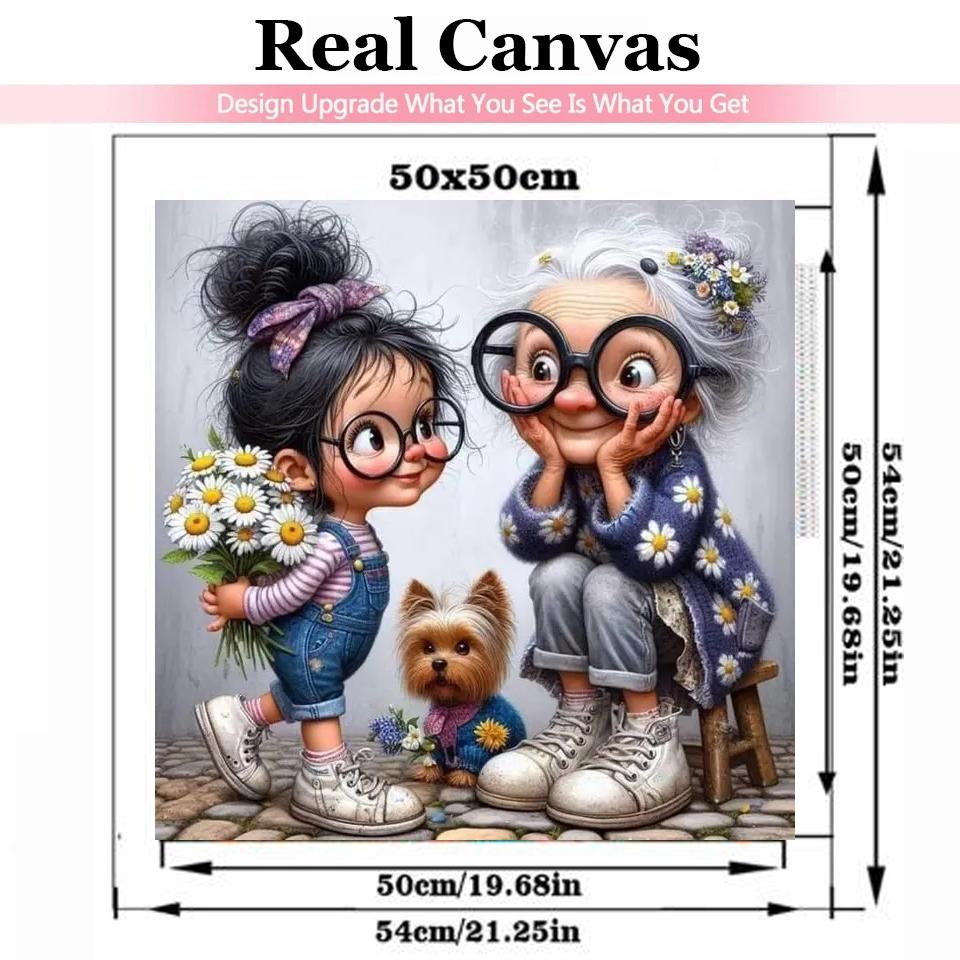 Мультфильм Счастливая бабушка и внучка 5D Полный круглый набор для алмазной живописи Пожилые люди и дети Сделай сам Сверла Мозаика Вышивка крестом