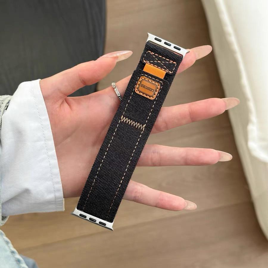 Джинсовый Нейлоновый Ремешок Для Apple Watch Ultra 3-2-1 49мм 11 10 46мм 42мм Плетеный Браслет iWatch 9 8 7 6 5 4 SE 45мм 44мм 41/40мм Ремешок
