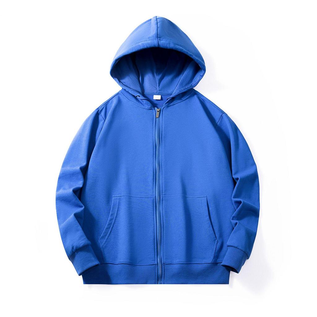 Autumn Children's Terry Cloth Zip-Up Hoodie with Pocket - Solid Color Korean Style Parent-Child Jacket