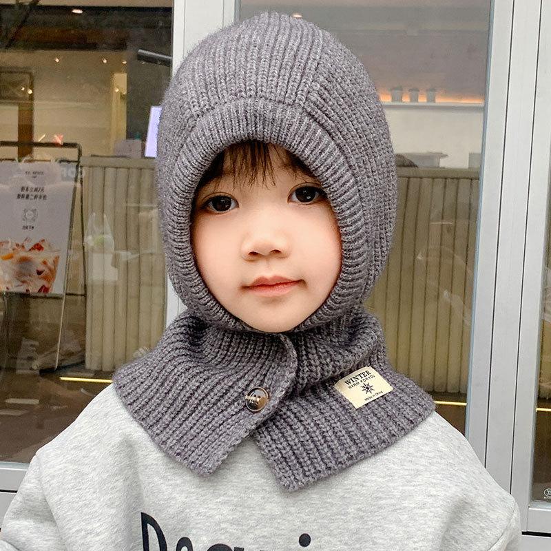 Women's Scarf Integrated Knitted Warm Hat Autumn and Winter Cold Gloves Outdoor One-piece Children's Wool Cape Hat