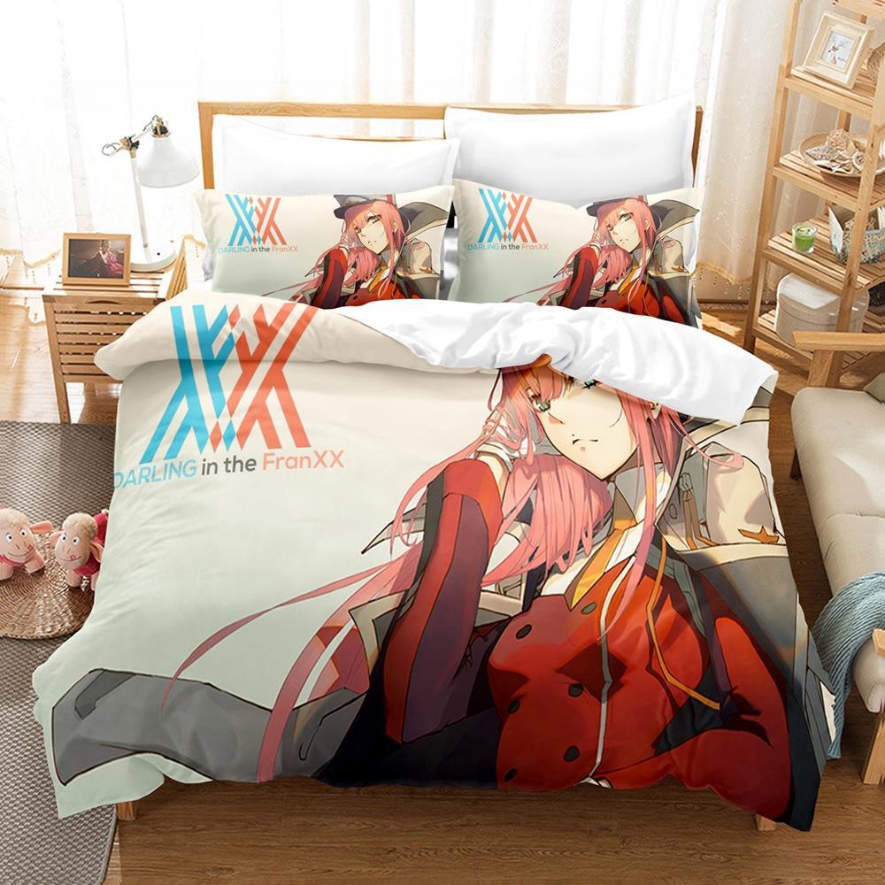 Zero Two (Darling In the FranXX) 002 Bedding Set Single Twin Full Queen King Size Bed Set Aldult Kid Bedroom Duvet Cover Sets