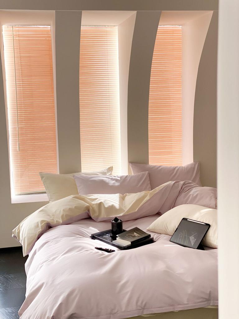 Сплошной цвет в скандинавском стиле, комплект из четырех предметов из чистого хлопка, простыня из хлопка, пододеяльник, простой комплект из трех предметов, пододеяльник