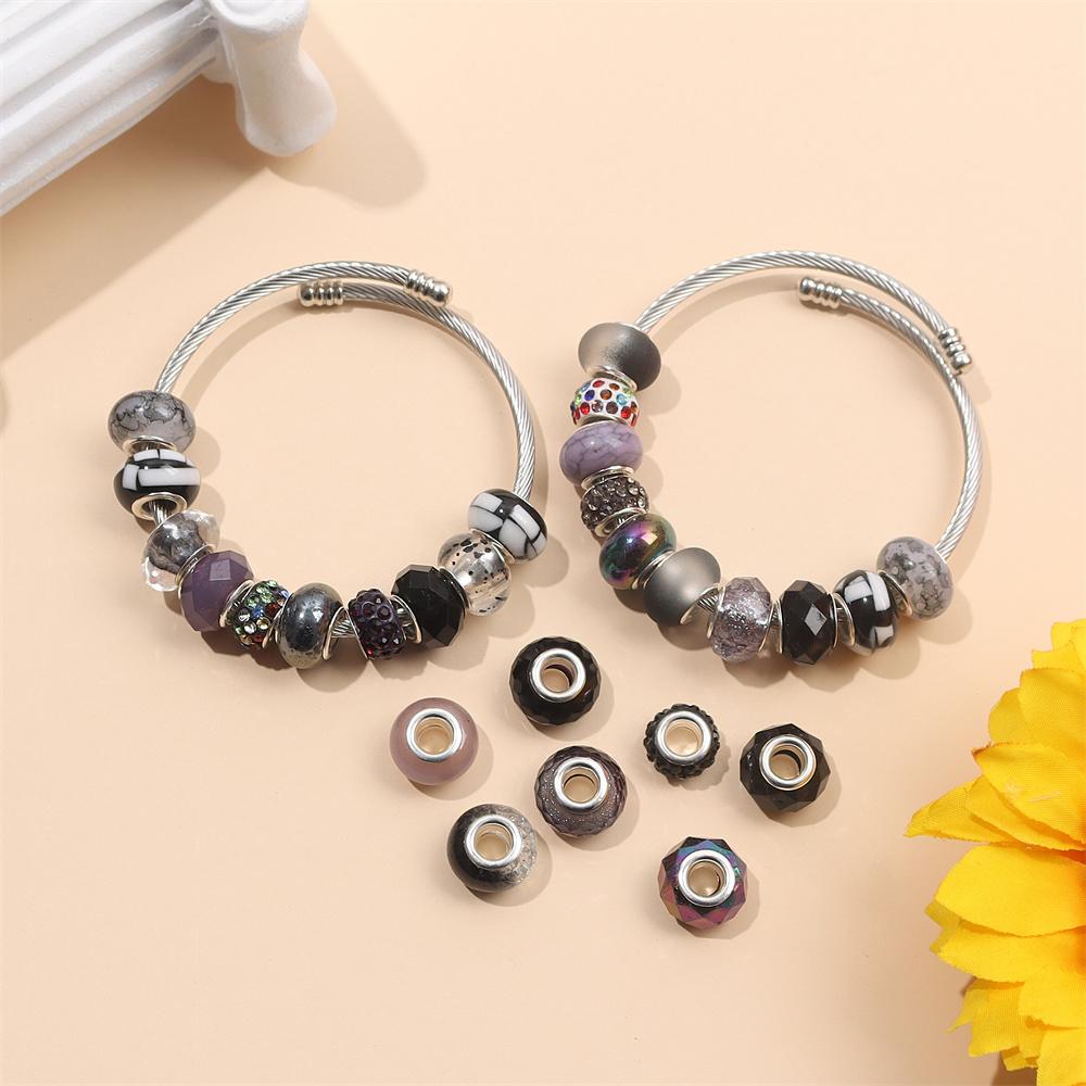 30/50/100 шт. бусин с крупным отверстием, бусины-ручки из смолы с крупным отверстием, европейские бусины, стеклянные бусины с крупным отверстием, бусины со стразами, изготовление ручек, изготовление браслетов оптом