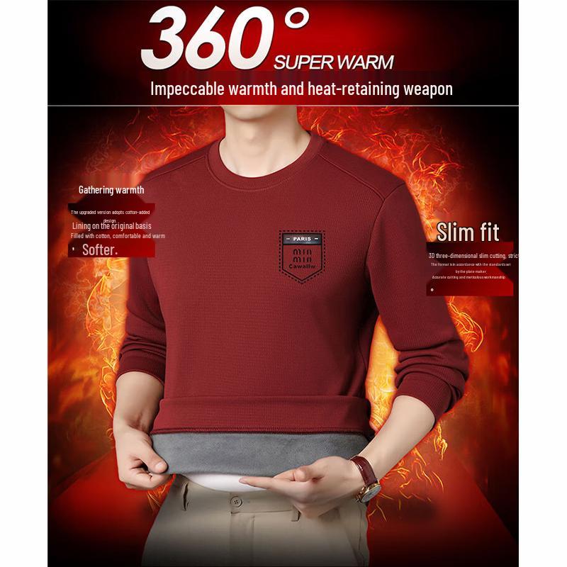 Luomeng Men's Fleece-Lined Warm Knit Pullover