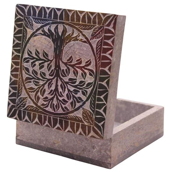 Женская прямоугольная шкатулка для украшений из мрамора и мыльного камня 10,16 см