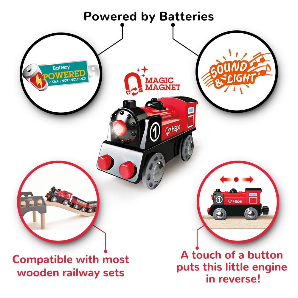 Hape Battery-Powered! Shiny Steam Train E3703