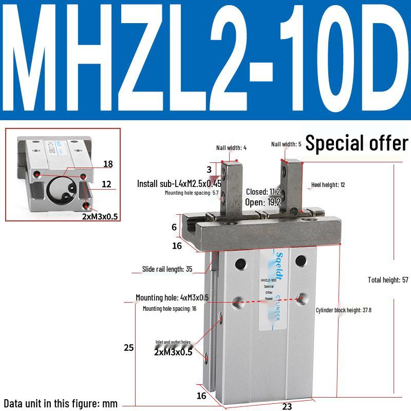 MHZL2 Pneumatic Finger Cylinder Parallel Manipulator Gripper MHZ2/HFZ Series