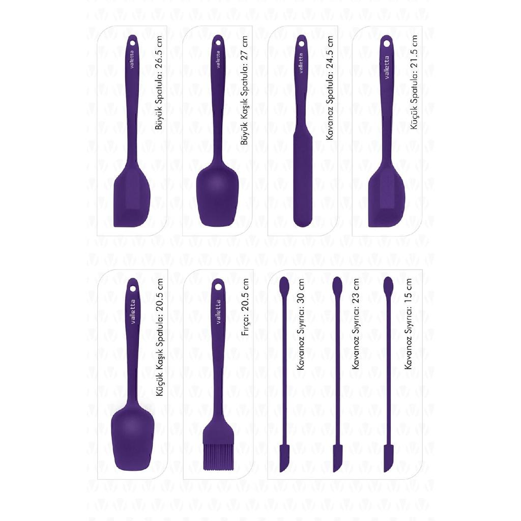 Drongo Jar Scraper Silicone Spatula Set 9 Pieces Black
