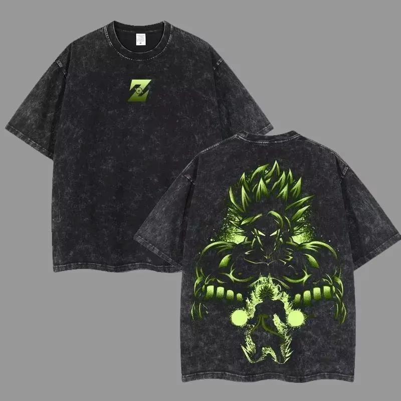 Anime Dragon Ball Cosplay Washed TShirt Cotton Short Sleeve Top Casual Sports Fitness TShirt Mens Harajuku Clothing
