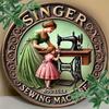 Vintage-7.8 Inch Wood Singer Sewing Machine Sign Plaque - Distinctive Iron Wall Decoration with Retro Aesthetic, Simple and Stylish Toilet Door Hangin