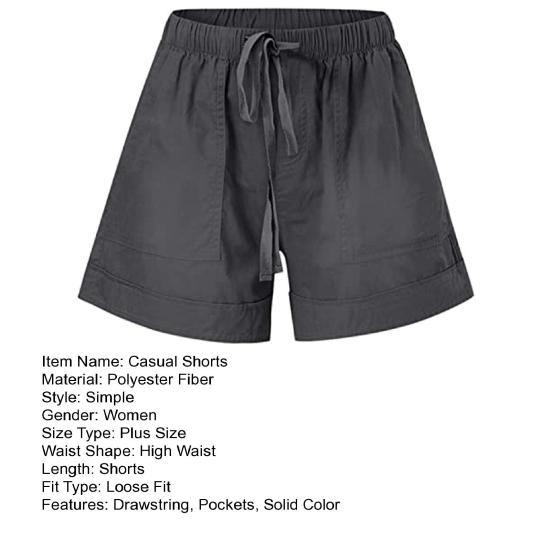 Женские повседневные шорты, регулируемые, с эластичной резинкой на талии, широкие шорты с карманами, однотонные