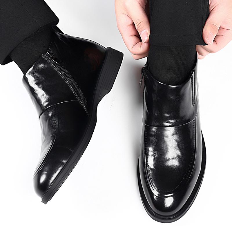 Новые высококачественные мужские ботинки челси на молнии, водонепроницаемые ботильоны, мужские броги, модные повседневные деловые высокие ботинки из кожи