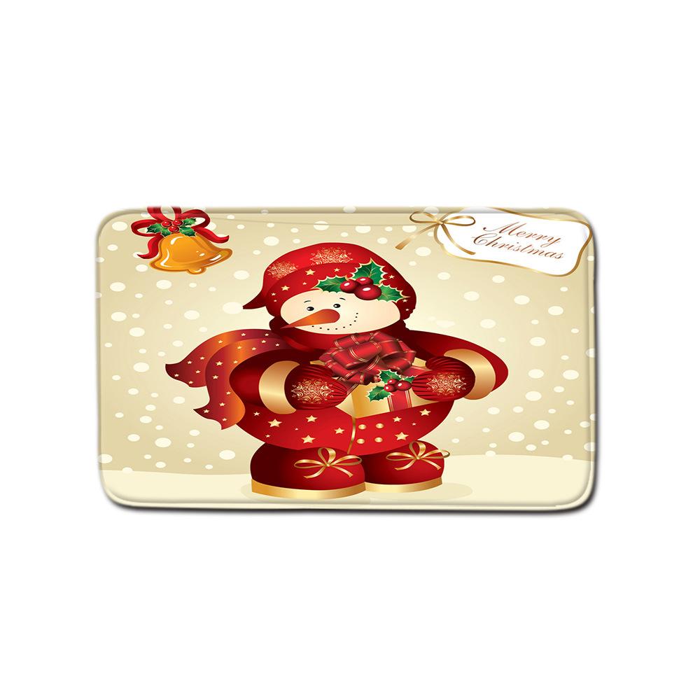 Christmas Waterproof Shower Curtain Four-Piece Combination Floor Mat Entrance Door Mat Bedroom Living Room Carpet