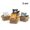 4Pcs Mini Cute Landscape Cardboard Box Cat Ornaments Garden Kitten Statue Gift for Animal Miniature Figurines Home Decoration