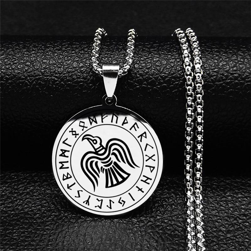 Мужская скандинавская ювелирная цепочка-амулет викингов, серебряная цепочка из нержавеющей стали