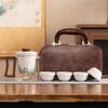 Light Luxury Glass Travel Tea Set, One Pot of Four Cups, High-end Portable Bag, Ceramic Liner Filter, Business Gift Souvenir
