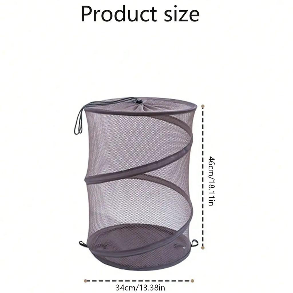 1PC Foldable Cylindrical Drawstring Laundry Basket, Home Dirty Clothes & Doll Storage Organizer, Saving Space, For home