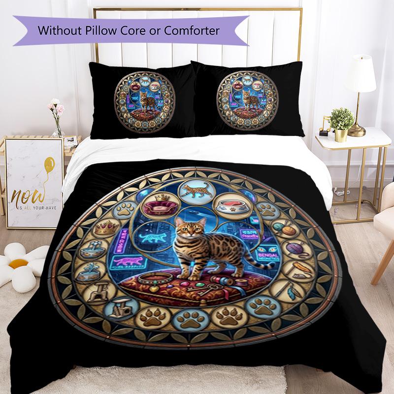 Daemon Core Glass Pattern Bedding,Quilt Set Quilt Cover Pillowcase Home Birthday Gift (1 * duvet cover + 2 * pillowcase, without core)