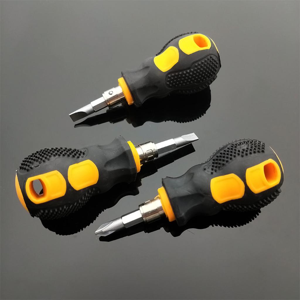 Короткая маленькая карманная магнитная отвертка с плоской головкой для DIY ремонта в труднодоступных местах, профессиональное использование